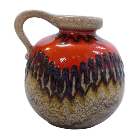 Home Décor Vintage Ceramic Vase By Scheurich 26818 Yellow Brown Fat