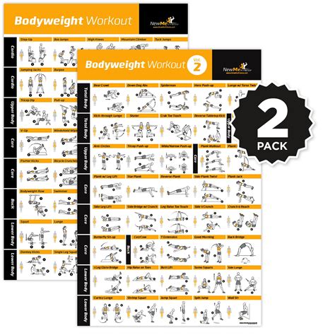 Bodyweight Exercise Poster Vol 12 2 Pack Laminated Bodyweight