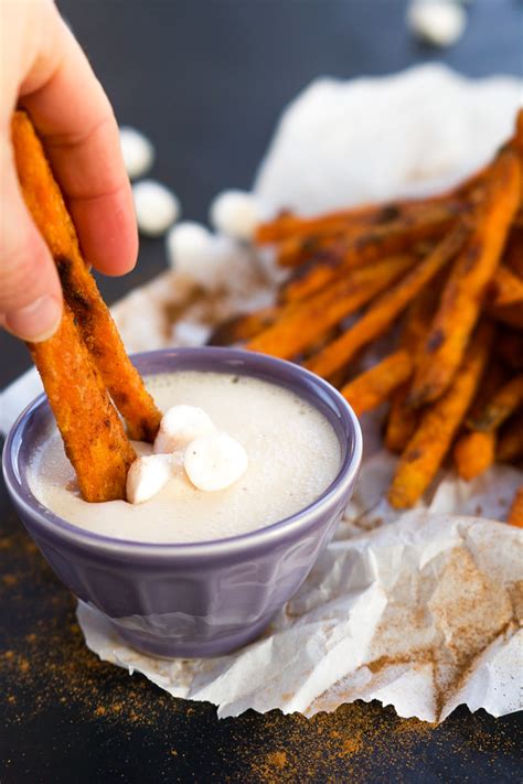 Yield 4 to 6 servings. Cinnamon Sugar Sweet Potato Fries with Toasted Marshmallow Sauce