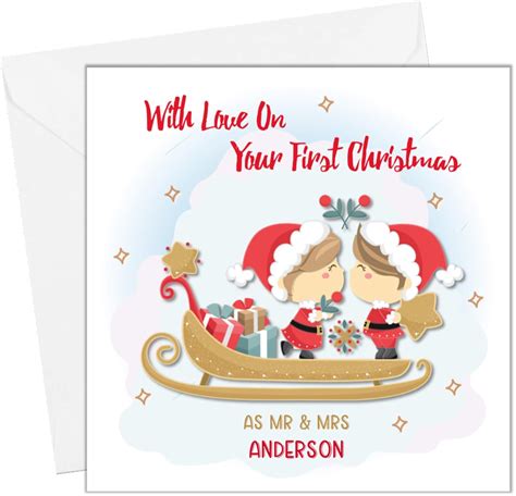 Personalised First Christmas Married Card 1st Christmas As Mr And Mrs Card For Son Or Daughter