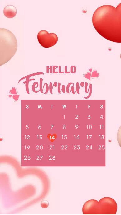 Hello February February Calendar Template Postermywall