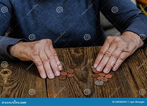 Hands Of An Elderly Woman Counting Coins Close Up Stock Image Image Of Counting Coin 246383441