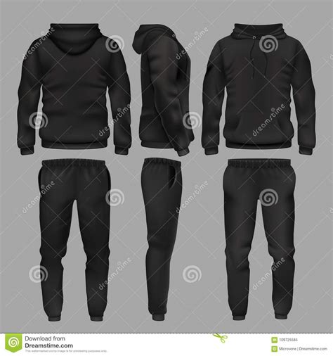 Download Black Man Sportswear Hoodie And Trousers Vector Mockup Isolated Stock Vector - Illustration of ...