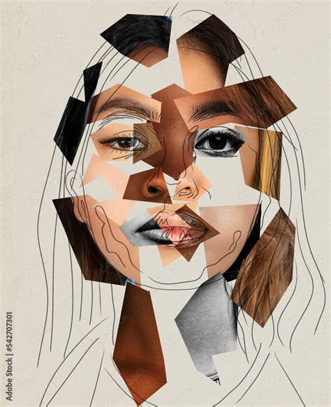 Contemporary Art Collage Modern Design Female Face Made From