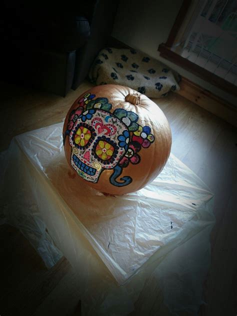 Maybe you would like to learn more about one of these? Bronze Halloween pumpkin day of the dead painted Danni ...