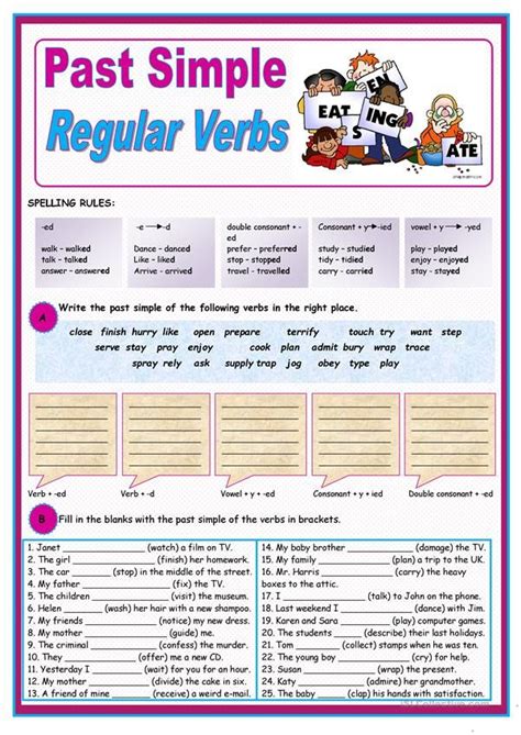 Past Simple Of Regular Verbs English Esl Worksheets Teaching English Grammar English Grammar