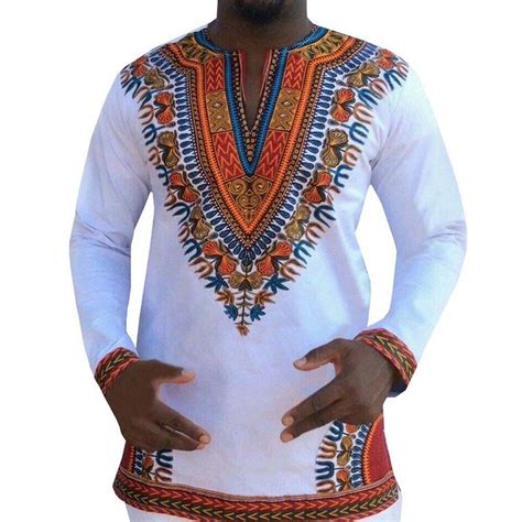 Fashion Men African Traditional Print Cotton Dashiki T