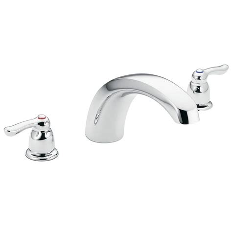 There must be an old silicone sealant. MOEN Chateau 2-Handle Low Arc Deck-Mount Roman Tub Faucet ...