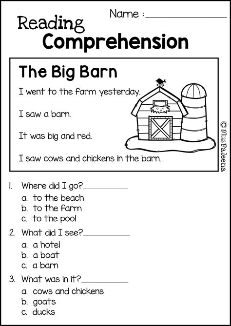 Printable Reading Comprehension Worksheets For 1st Graders