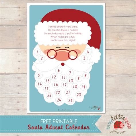 Unique Printable Santa Advent Calendar Free Printable Calendar Monthly
