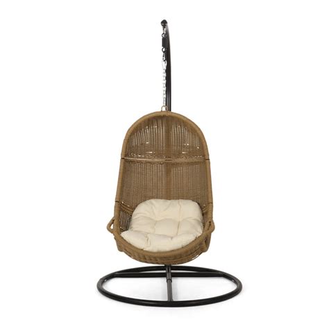 Outdoor Wicker Hanging Chair With Stand Nh195313 Noble House Furniture