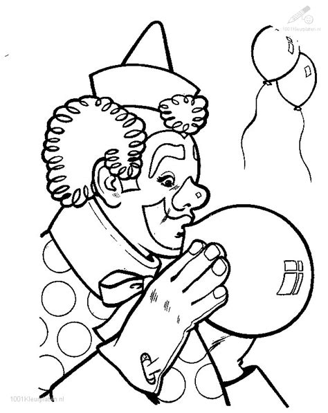 Kleurplaat Clown met ballon