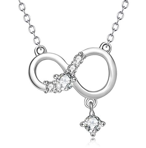 100 925 Sterling Silver Crystal Infinity Pendant Necklace Valentine