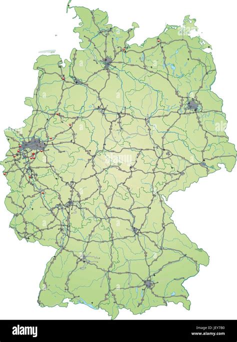 Mapa De Alemania Con La Red De Transporte En Color Verde Pastel Imagen