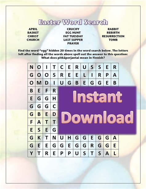 Easter Word Search Etsy