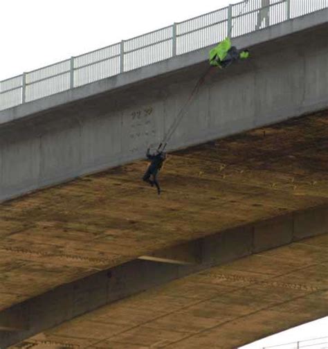 Base Jumpers Death Defying Leap From Bridge