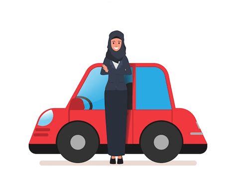 Free Vector Arab Woman Driving Car Illustration Of Girl In Saudi Arabia Hijab With Not Fasten