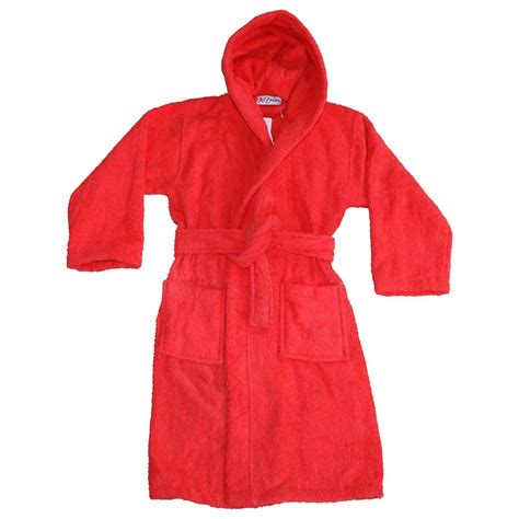 A2z 4 Kids 100 Cotton Red Hooded Bathrobe Terry Towel Dressing Gown