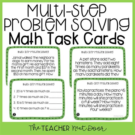 4th Grade Multi Step Problem Solving Task Cards The Teacher Next Door