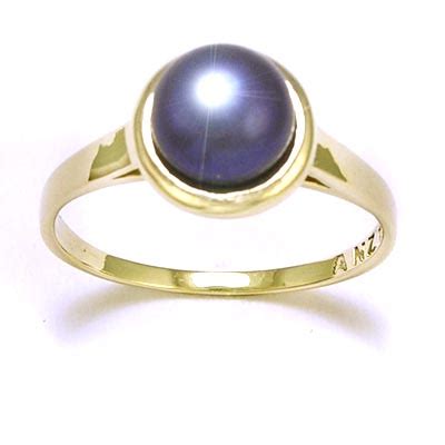 Anzor Jewelry K Solid Gold Black Pearl Solitaire Ring
