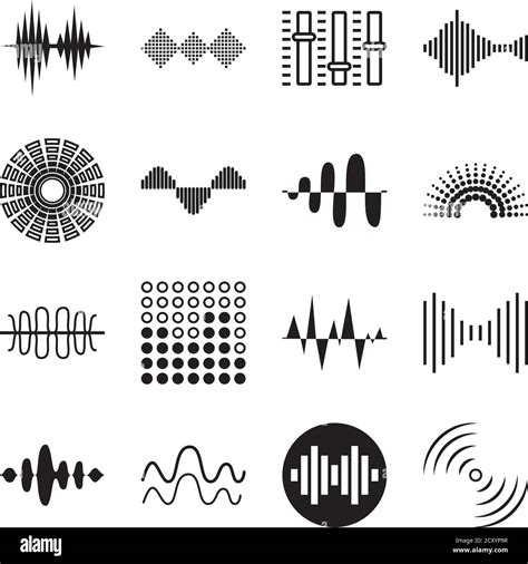 Icon Set Of Sound And Vibration Waves Over White Background Vector