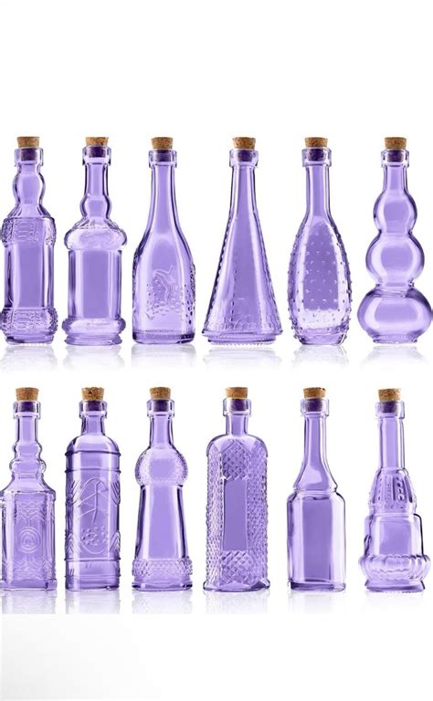 Bulk Paradise Small Purple Vintage Glass Bottles With Corks Bud Vases Decorative Potion