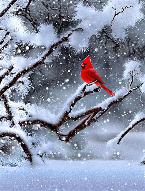 Cardinal On Snow Covered Branch 4k By Conradbrubaker On Deviantart