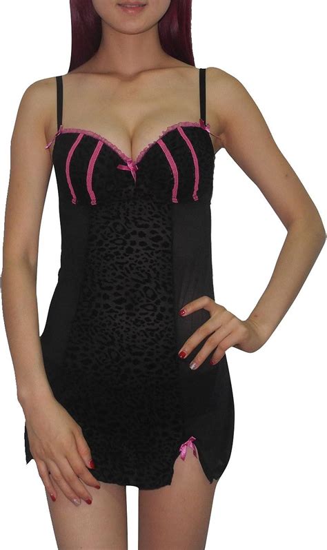 Womens Sexy Padded Underwired Bra Sheer Chemise Intimate