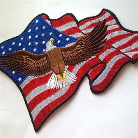 American Flag Waving Patch Us Flag Large Embroidered Iron On Etsy