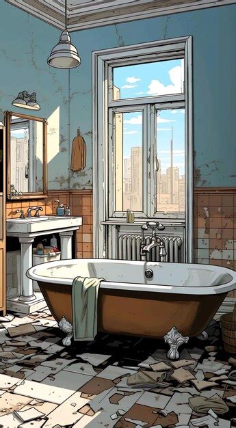 Premium Ai Image Animated Of Dirty Bathroom With Bathtub