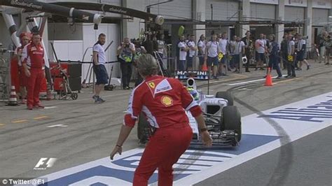 Find gifs with the latest and newest hashtags! Felipe Massa nearly runs over Ferrari team boss Maurizio ...