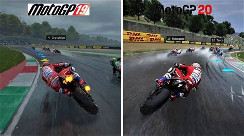 Motogp 20 Vs Motogp 19 Rain Gameplay Comparison Youtube
