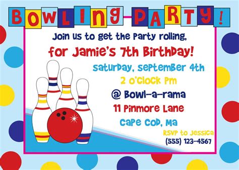 Dormouseworld Free Printable Bowling Birthday Party Invitation Templates