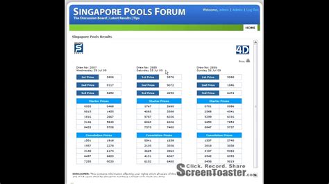 Toto 4d draws three (3) times a week every wednesday, saturday, and sunday. Singapore Pools Latest Results - YouTube