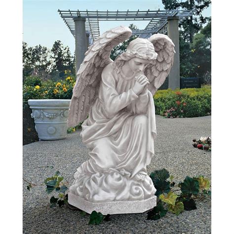 Praying Angel Kneeling Christian Memorial Garden Statue 26h