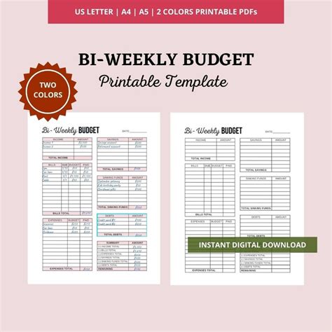 Bi Weekly Budget Template Budget Binder Printable Paycheck Etsy Australia
