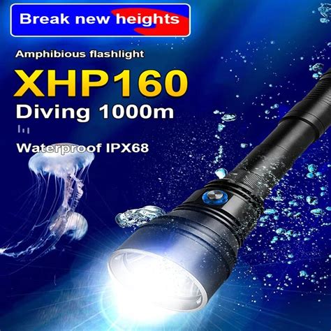 Newest Diving Flashlight Xhp160 Most Powerful Underwater Led Torch High Power Diving Torch Ip68