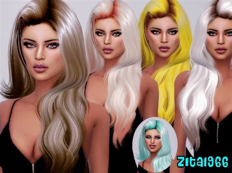 The Sims Resource Highlights Hair Recolored By Zitarossouw Sims 4 Hairs