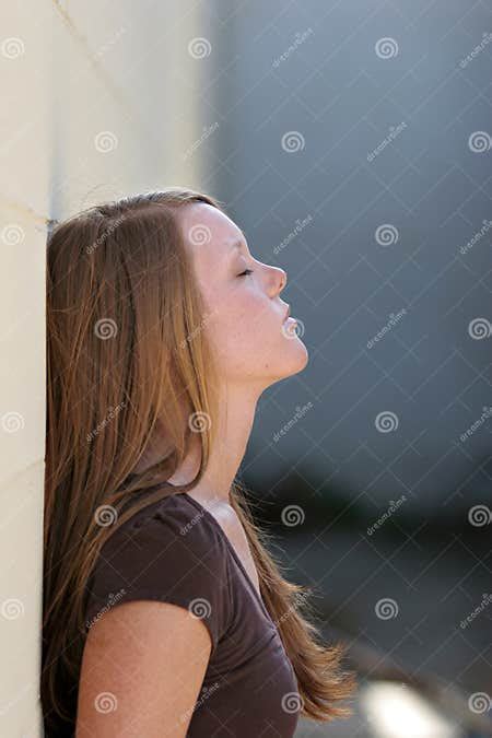 Girl Leaning Against Wall Stock Photo Image Of Slim Young 724038