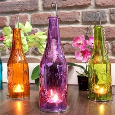 Hanging Glass Bottle Tea Light Holder Etsy