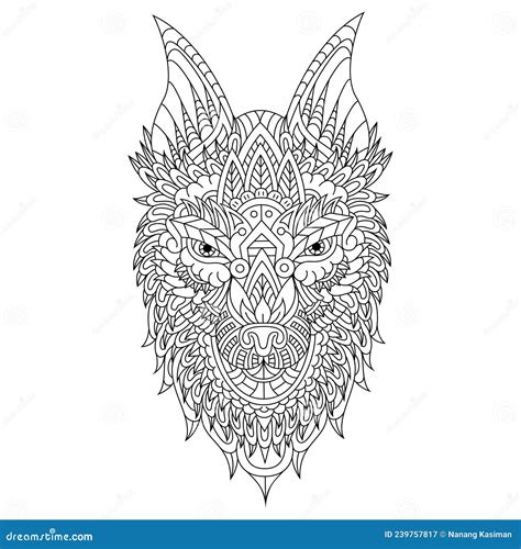 Hand Drawn Zentangle Wolf Head Stock Vector Illustration Of Graphic