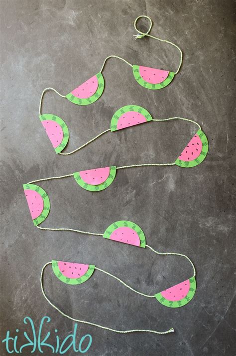 Easy Watermelon Garlandbunting Made With Cardstock And Markers