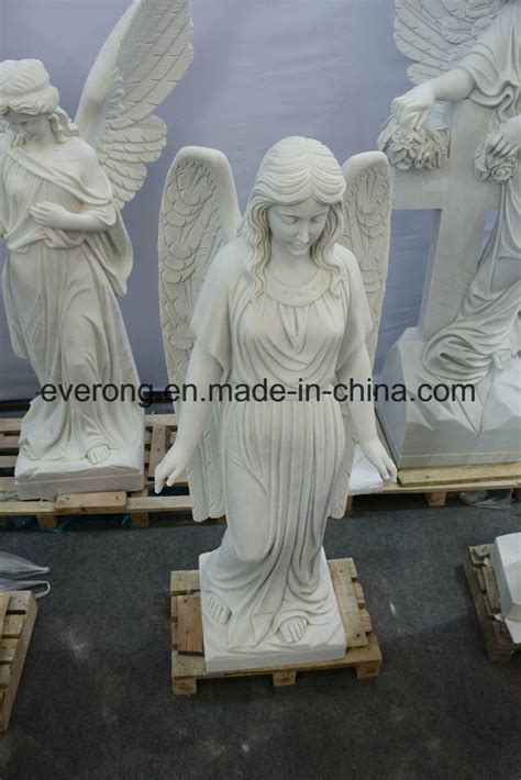 White Large Marble Cemetery Weeping Angel Statue Carving China Stone
