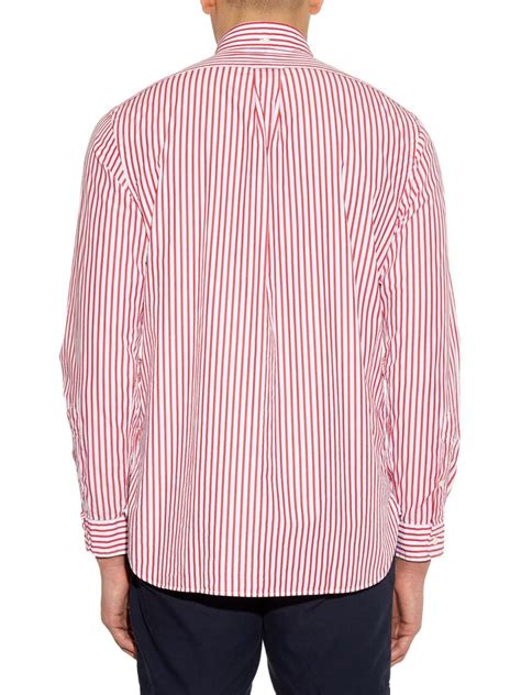 Polo Ralph Lauren Custom Fit Striped Cotton Shirt In Red