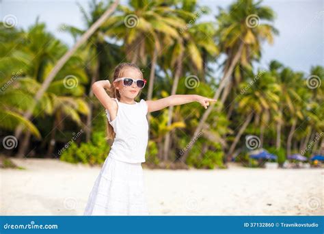 Adorable Little Girl On Tropical Beach Vacation In Stock Photo Image