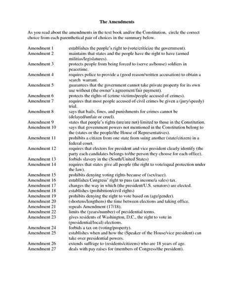 12 Amendments 11 27 Worksheets