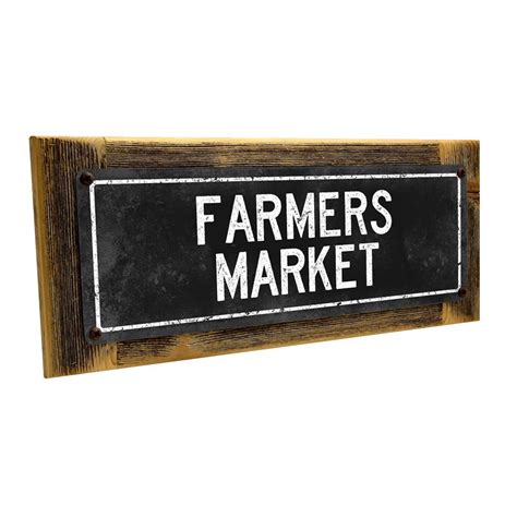Framed Black Farmers Market 4x12 Metal Sign Wall Décor For Farm And