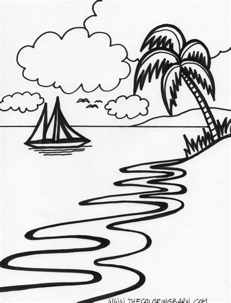 At the time of sunset color of sun is red due to reason red color scattered lest by atmospheric gases than other colors. Beach Sunset Coloring Pages at GetDrawings | Free download