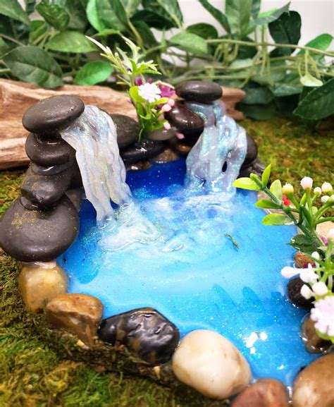 Rock Wall Fairy Garden Pond With 2 Waterfall Miniature Pond Fairy