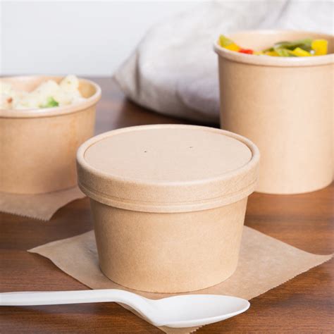 Ecochoice 8 Oz Kraft Compostable Paper Soup Hot Food Cup With Vented